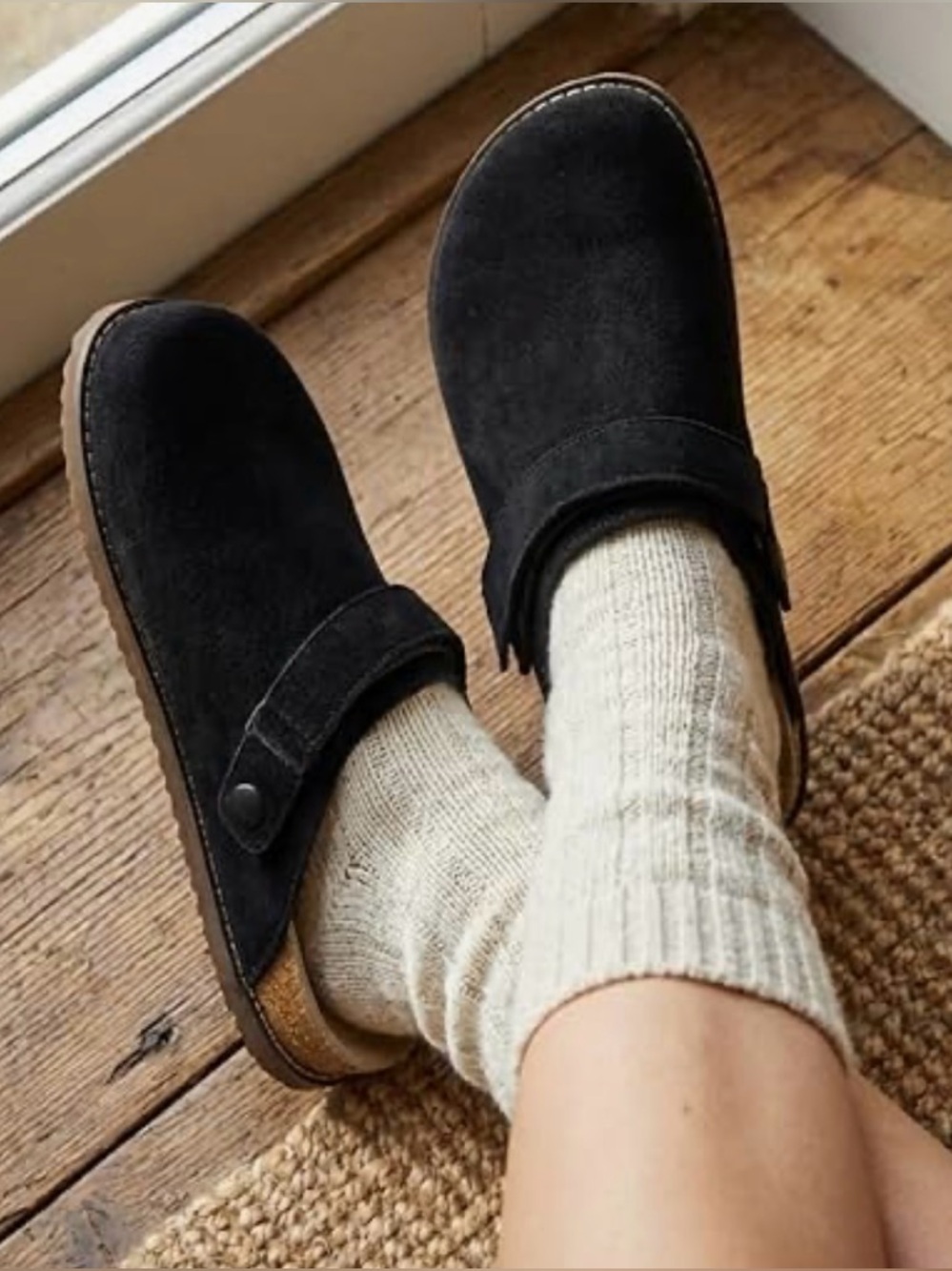 Cushionaire Black Suede Slip-On Clogs